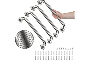 4 Pack 20 Inch Shower Grab Bar, YuanDe Brushed Nickel Bathroom Grab Bar Handle w/Anti-Slip Knurled Grip, Stainless Steel Bath Balance Bar, 1.25" Diameter Safety Hand Rail Support,Handicap Elderly