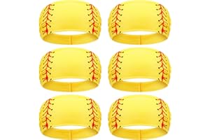 Zeyune 6 Pcs Softball Party Headband Softball Headband Yellow Breathable Elastic Head Wrap Adjustable Sweat Proof Hair Band B