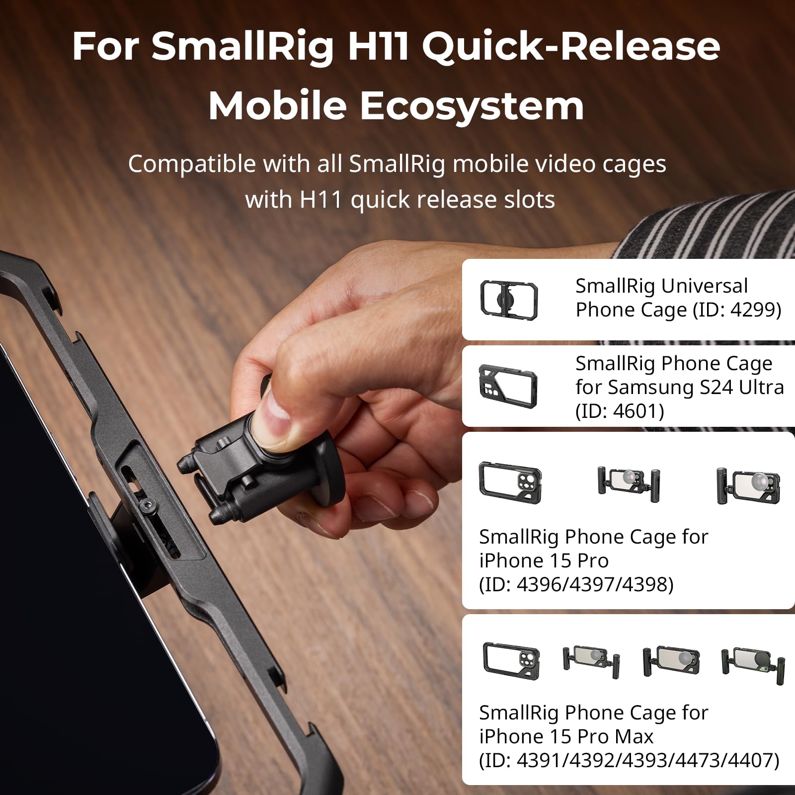 SmallRig Quick Release Adapter for SmallRig Quick-Release Mobile Phone Cage Series, for Tripods, Gimbal Stabilizers, Sliders, and Other Equipment with Tripod Heads for Arca-Swiss - 4609