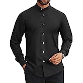 Lion Nardo Mens Dress Shirts Wrinkle Free Dress Shirts for Men Long Sleeve Button Down Shirts Banded Collar Shirts
