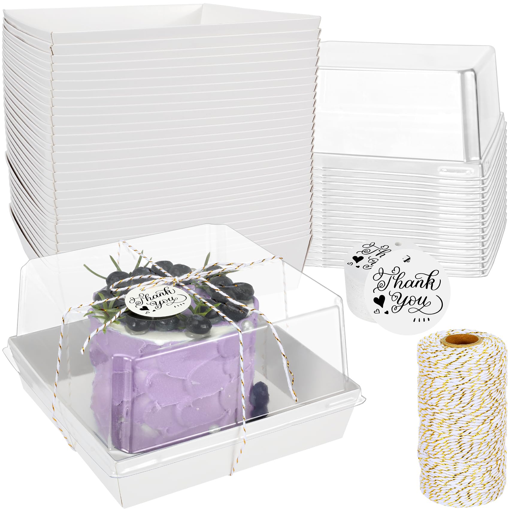 Photo 1 of MADLYN RHUE 30 Pack Charcuterie Boxes with Clear Lids, 7 x7 Inches Dessert Boxes, To Go Boxes Disposable Food Containers for Cake, Cookie, Sandwiches, Strawberries