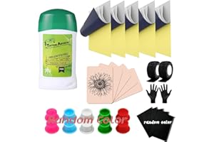 MO MOLONG Tattoo Skin Practice Kit 29Pcs Tattoo Starter Kit for Beginners 5.9x7.9in 5Pcs Tattoo Skin A4 5Pcs Tattoo Transfer Paper 1Pcs Tattoo Stencil Gel 10Pcs Tattoo Ink Cap Tattoo Kit