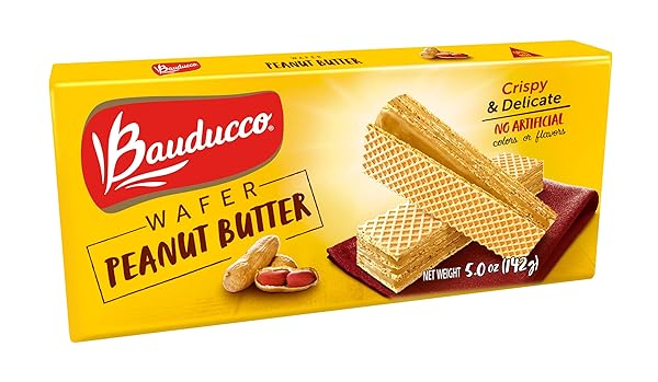 BAUDUCCO PEANUT BUTTER WAFERS – CRISPY WAFER COOKIES WITH 3 DELICIOUS, INDULGENT DECADENT LAYERS OF PEANUT BUTTER FLAVORED CREAM – DELICIOUS SWEET SNACK OR DESERT – 5.0 OZ (PACK OF 1)