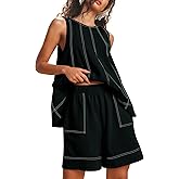 ACCPUR Women 2 Piece Outfits Flowy Sleeveless Tunic Tops Loose Shorts with Pockets Tracksuit Summer Lounge Matching Set 2025