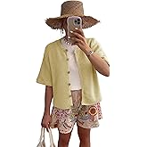 SCUSTY Women's Lightweight Cardigan Short Sleeve Button-Down Summer Cardigan Sweater