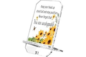 PARXARA Inspirational Gifts For Coworker Friend Daily Reminder Positive Quote Phone Holder 6.8x3.7 Birthday Gifts Affirmation Gifts For Women Emotional Support Office Desk Decor(You are Unstoppable Sunflower)