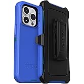 OtterBox iPhone 14 Pro (ONLY) Defender Series Case - RAIN Check (Blue), Rugged & Durable, with Port Protection, Includes Holster Clip Kickstand