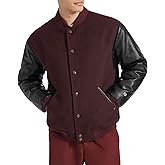 Champion Men's Letterman Varsity Bomber Jacket With Faux Leather Sleeves