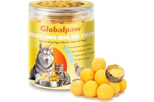 GLOBALPAW Premium Freeze-Dried Quail Egg Yolks - All-Natural Snack for Cats and Dogs, 100% Pure Quails Yolk Ingredients Pet Treats, Supports Growth with Protein & Iron, Crispy, Nutrient-Dense (S, Apricot)