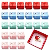 Tesorrio 24Pcs Earring Boxes for Jewelry Gift - Ring Jewelry Box Set, Small Box with Ribbon & Soft Foam Inside - Cardboard Earring Boxes Bulk with Lid, Great for Gift Packaging & Presentation