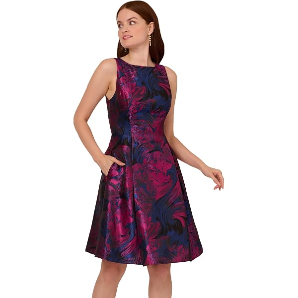 adrianna papell women's metallic stretch jacquard dress Amazon.com: Adrianna Papell Metallic Stretch Jacquard Sheath Dress with Asym Neckine Navy 2 : Clothing, Shoes & Jewelry