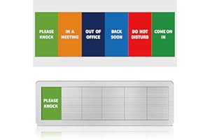 ELITESIGN Office Door Signs- 6 Options Out Of Office Sign for Door,Do Not Disturb, In A Meeting,Please Knock, Come On In,Back Soon, Privacy Slider Sign for Meeting & Conference Room Brushed Silver