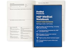 ProMed Products H&P Medical Notebook – White Coat & Scrub Pocket SOAP Note and History & Physical Organizer for Medical, Nursing & PA Students – Durable Binding, Reference Sheets