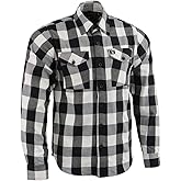 Milwaukee Leather MNG11633 Men's Flannel Plaid Shirt Black and White Long Sleeve Cotton Button Down Shirt