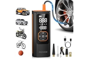 PECHAM Tire Inflator Portable Air Compressor,USB 5V 8000mAh Battery 150 PSI Cordless Tire Pump Electric Air Pump for Car Tires,Fits Car/Truck/Motorcycle/Balls/Bicycles