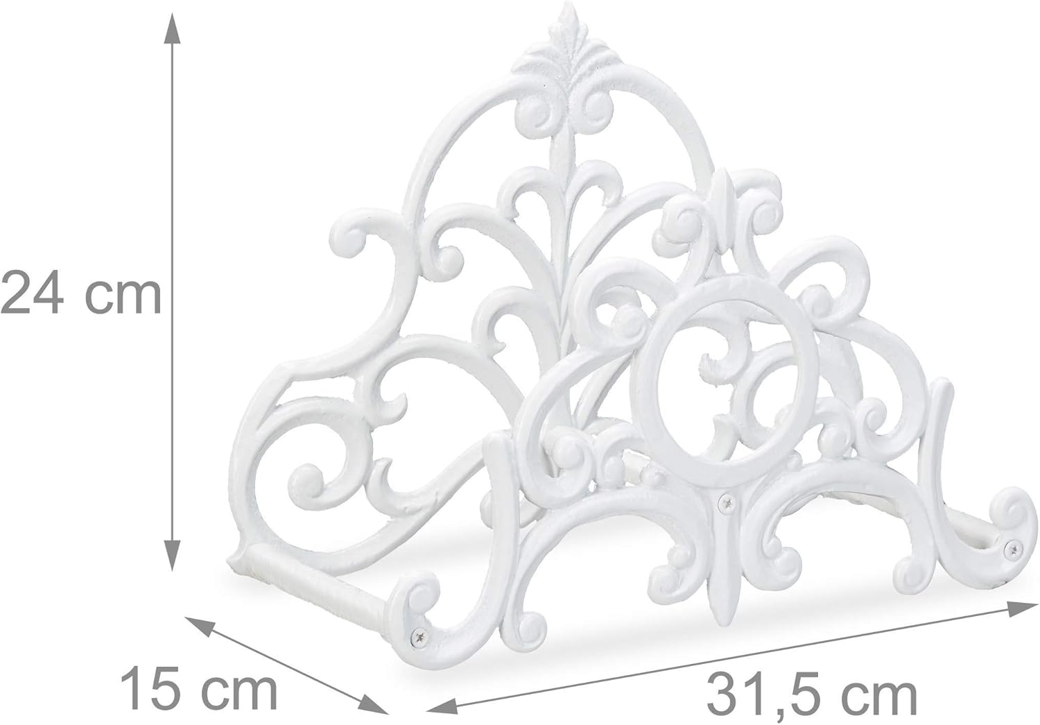 Relaxdays Antique Hose Holder, Cast Iron, Vintage Look, Wall-Mounted, HxWxD: 24 x 31.5 x 15 cm, Garden Hose Hanger, White - Image 5