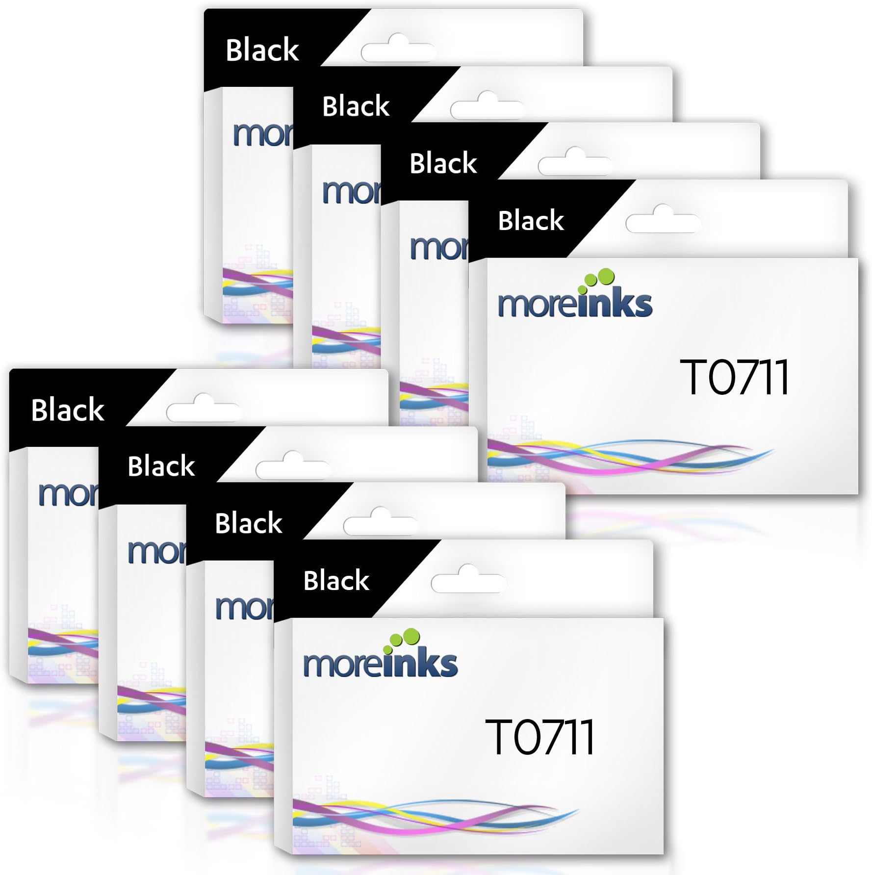 8 Moreinks Compatible Ink Cartridges to replace T0711 / T0891 / Black (x8) / for use with Epson Stylus SX215 SX218 SX515W SX415 SX400 SX115 SX510W S21 SX105 SX600FW SX110 SX205 SX200 SX210 SX100 SX610FW S20 SX410 SX405 Wifi Office BX300F BX310FN B40W BX610FW BX600FW BX510 DX8450 DX4400 D120 DX4450 DX4050 DX8400 D92 DX4000 DX7450 DX5000 DX6050 D78 DX7400 DX5050 DX6000 Network DX9400F & Range DX7000 DX8000 DX6050EN DX7000F Printers