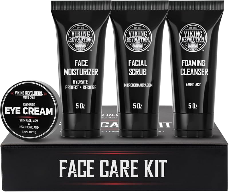 Viking Revolution Mens Skincare Kit Moisturiser Wash Scrub Eye Cream 148ml