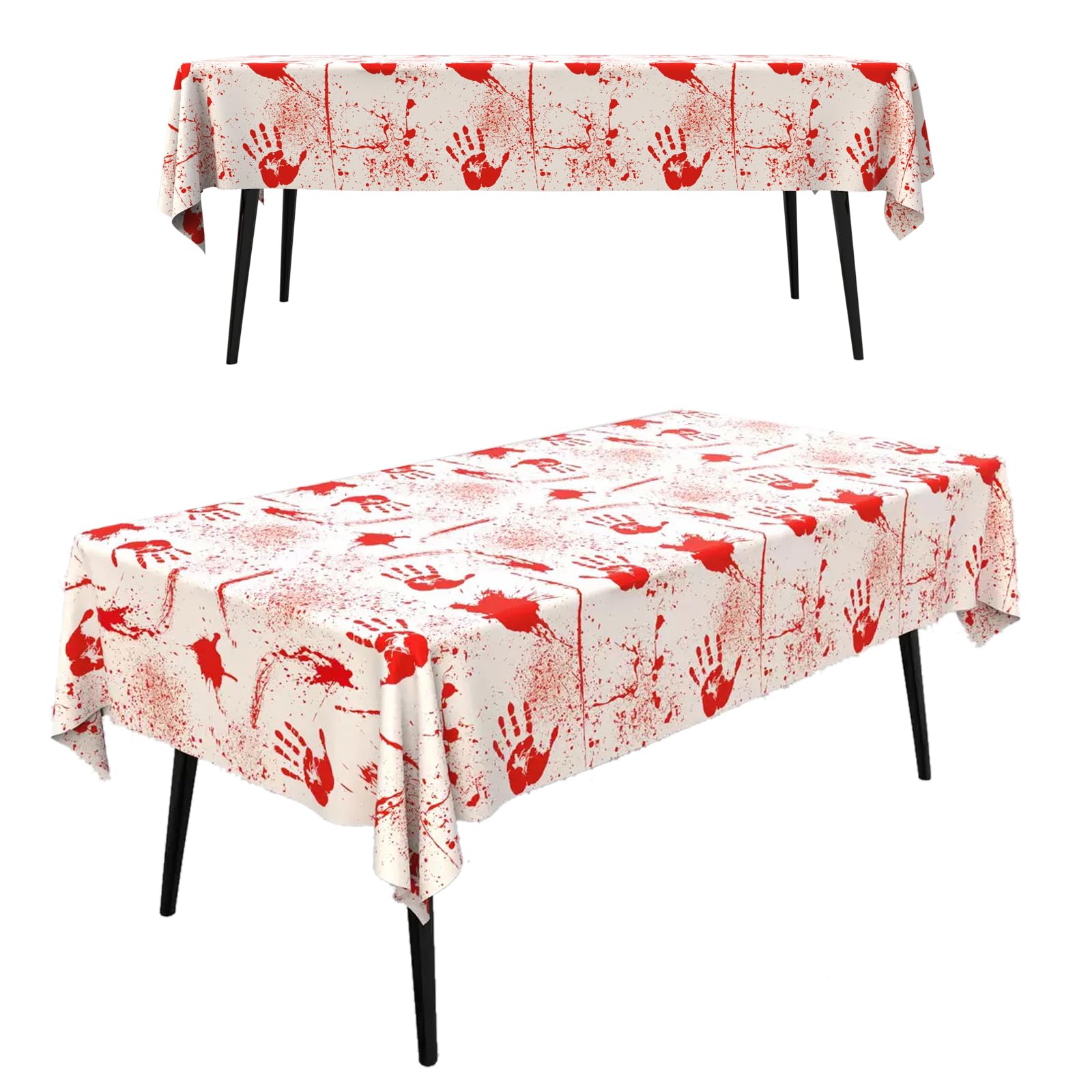 2Pack Blue Halloween Tablecloth, 54x72in Plastic Table Cover for Boys' Parties, Baby Showers & Birthdays - Handprint Pattern