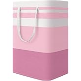 StorageRight Large Collapsible Laundry Basket Hamper with Easy Carry Handles,Freestanding Clothes Hampers for Laundry, Bedroom, Dorm, Towels, Toys, 75L, Pink