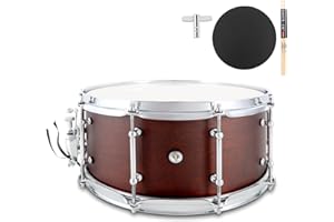 EASTROCK Snare Drum 14 X6.5 Inches Reddish Brown Texture Finish Professional Snares Drum for Drummer, Adult, Advanced Drum Set Snare Drums (Reddish Brown)