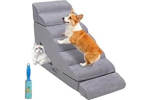 Dog Stairs & Steps for High Beds 30-36 inches High Tall, LitaiL Pet Stairs/Steps for High Beds 34 inch High for Small Large Dogs, Non-Slip 7 Steps Dog Ramps for Old Dogs/Cats