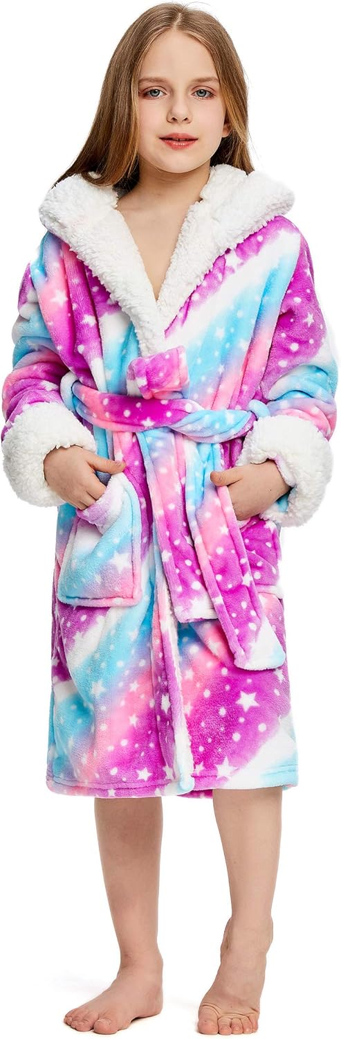 NEWCOSPLAY Unisex Kids Unicorn Plush and Soft Fleece Bathrobe: Clothing