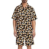 Fodyle Mens Pajama Set Short Sleeve Sleepwear Button Down Summer Loungewear Lightweight Soft Comfy