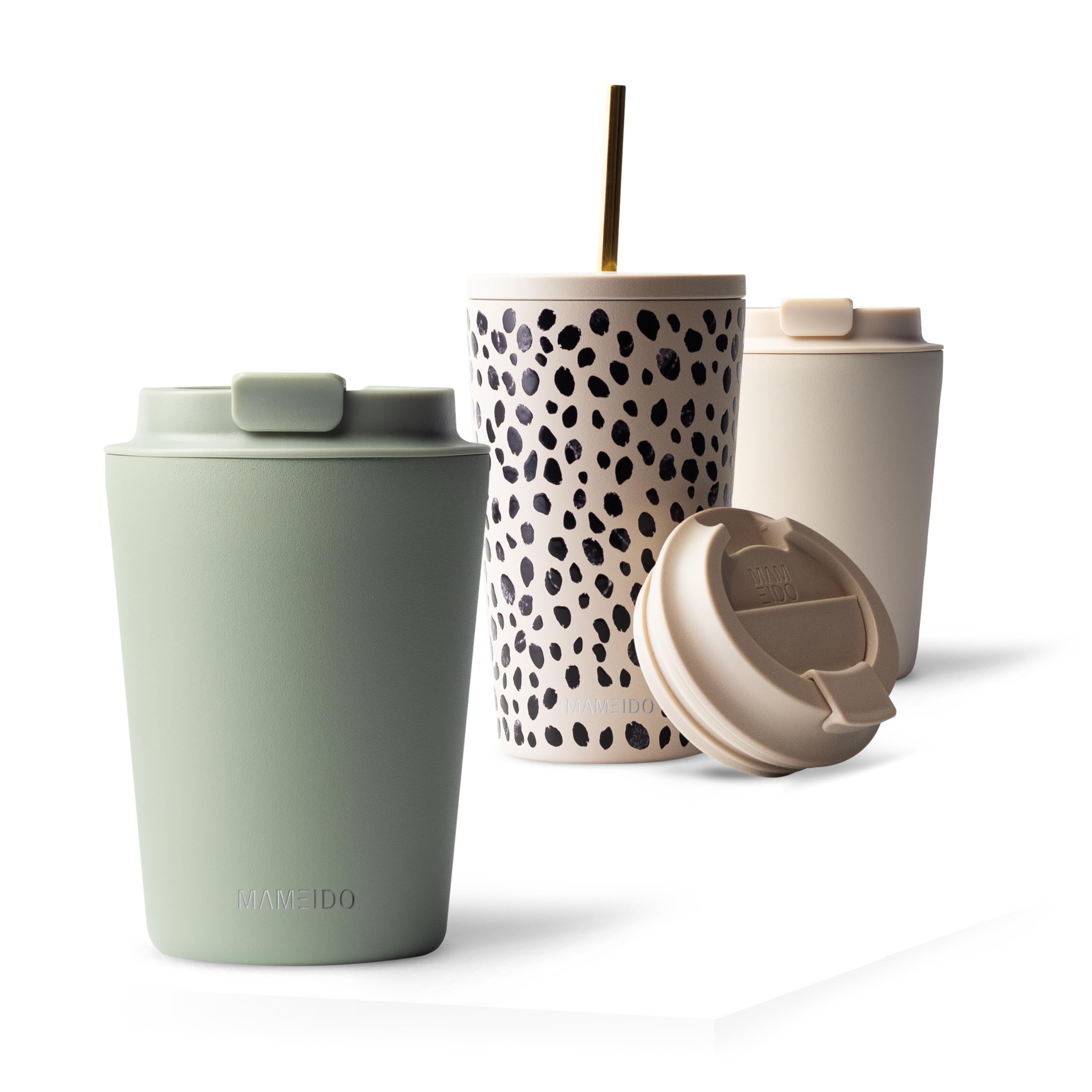 MAMEIDO Insulated Coffee Cup, Travel Mug 350 ml, Leakproof Coffee Flask BPA-Free, Tumbler for Hot & Cold Drinks (Desert Sage)