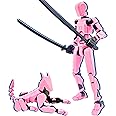 ROBTDUUMY T13 Action Figure Set (Assembly Completed), Titan 13, Dummy 13, 3D Printed Multi-Jointed Movable Toys (Pink Black)
