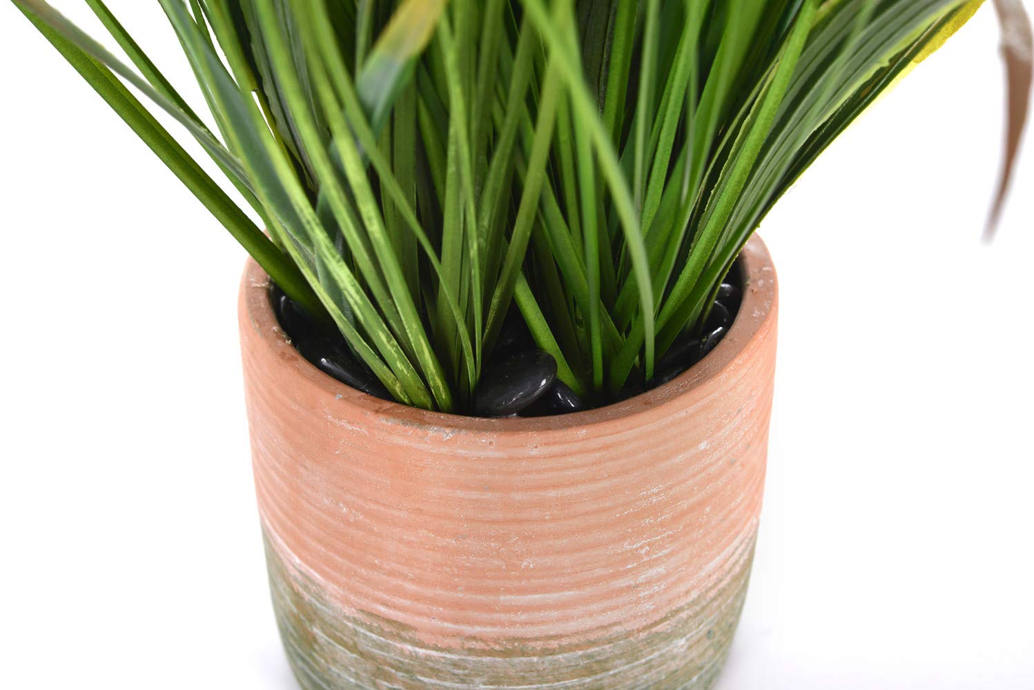 Artificial 16 inches Green PVC Grass Potted Plant, Authentic Looking Fake River Grass with Planter