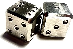 EMPIRE TACTICAL USA US Made Precision CNC Machined Grade II Solid Titanium dice - Metal 6 Sided Casino die Set of 2