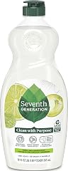 Seventh Generation Dish Soap, Fresh Lime & Ginger Scent, 19 oz, 1 Count | Cut Grease with a Safer Clean; 0% Dyes & Artificial