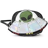 Sleepyville Critters UFO Alien Spaceship Crossbody Bag Purse Black