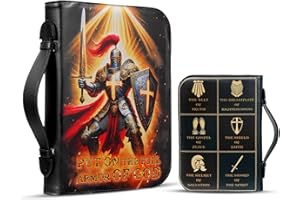 IELCJJ Armor of God Bible Cover - Put on The Full Armor of God Bible Case Knight Christian Faith Scripture Study Bible Carrie