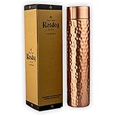 Copper Water Bottle - 34oz Hammered Vintage Modern Design - A Handcrafted Ayurvedic Pure Copper Vessel For Drinking - Drink More Water, Lower Your Sugar Intake And Enjoy The Health Benefits