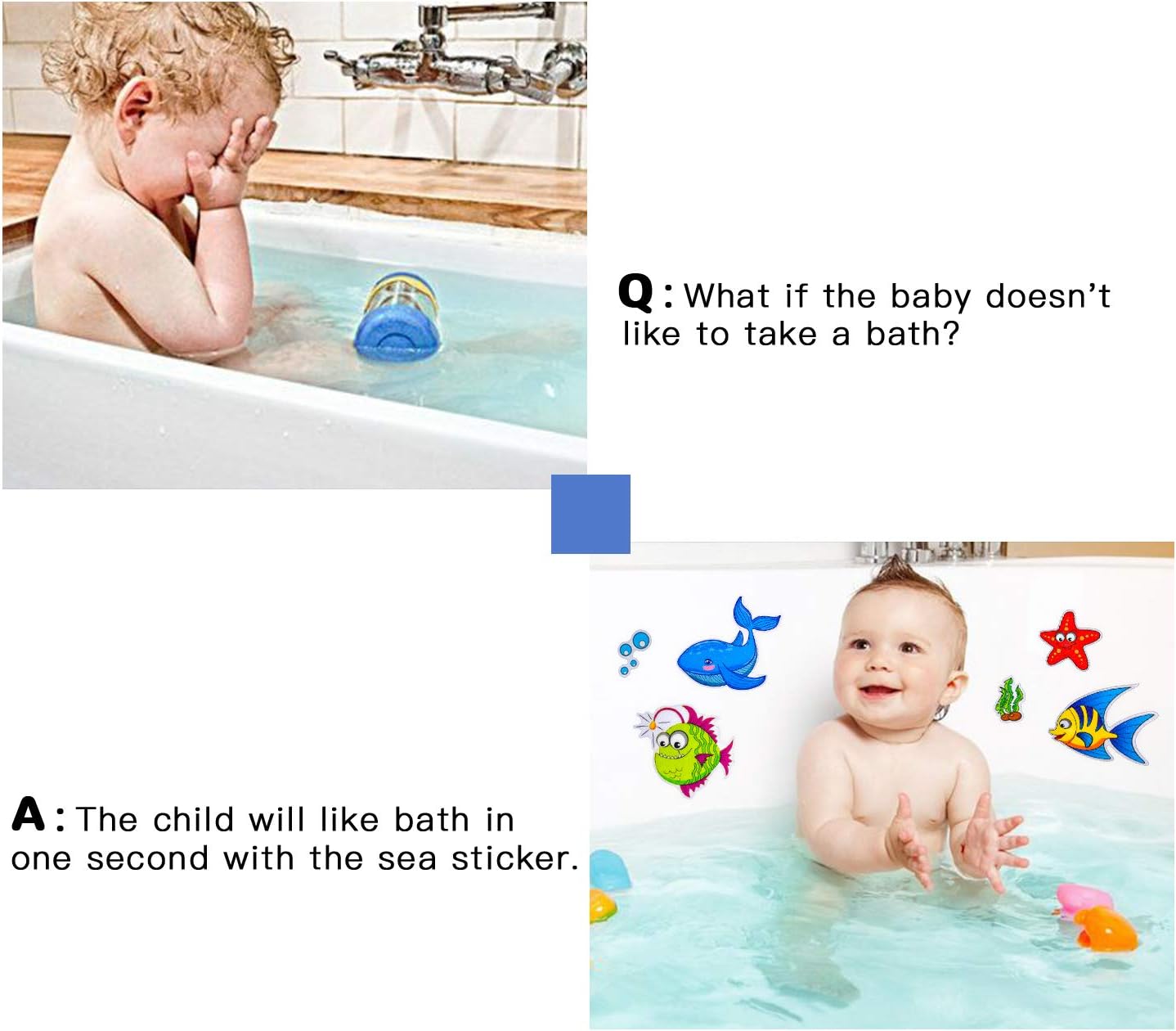 Non Slip Bathtub Stickers, 18 PCS Sea Adhesive Kids Anti Slip Decal Threads for Shower and Bath Tub with Premium Scraper: Home & Kitchen