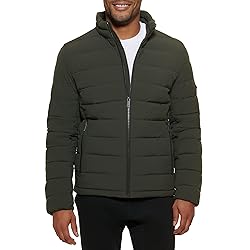 DKNY Men's Light-Weight Quilted Stand Collar Puffer
