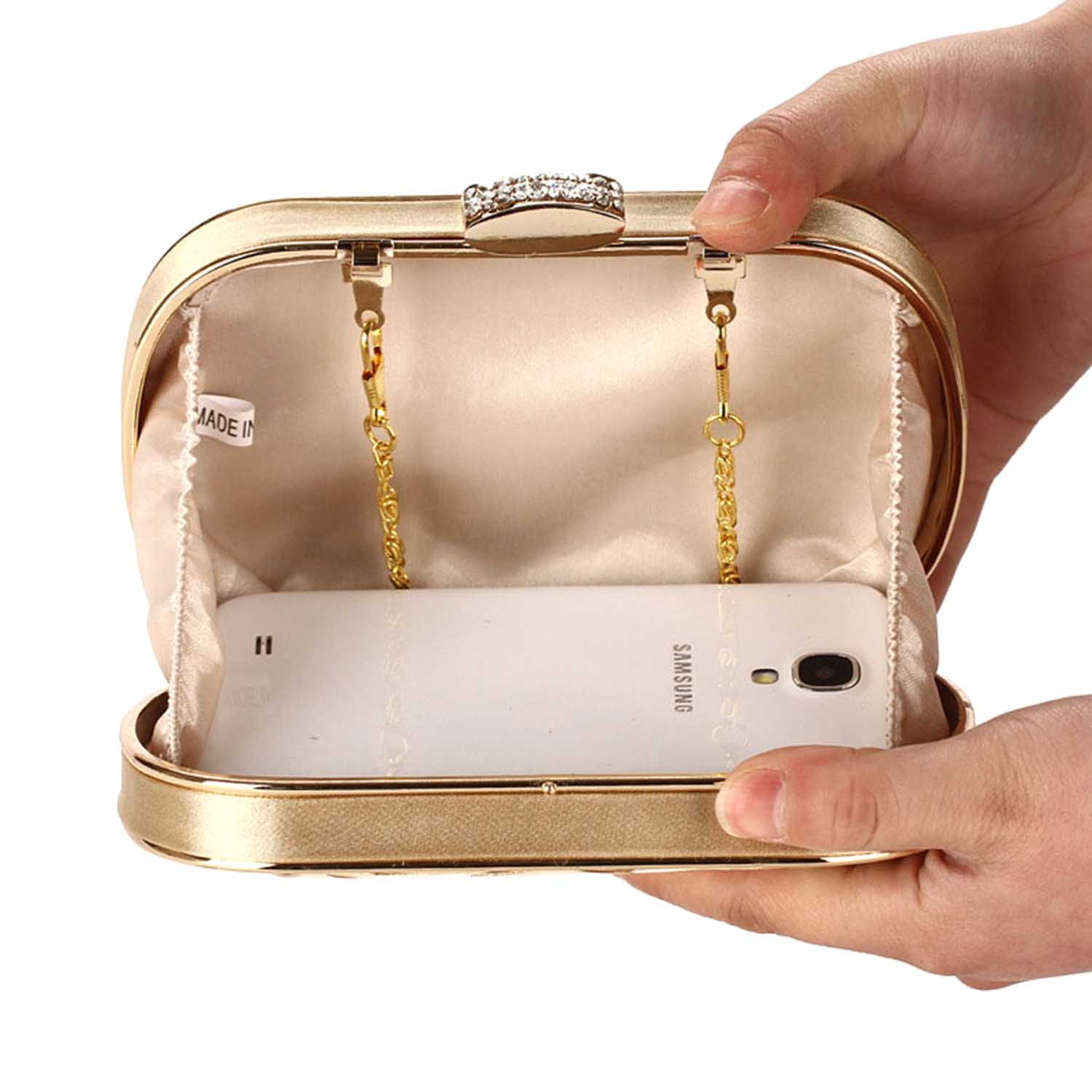 di grazia women's polyester hollow evening clutch(gold, gold-metal-hollow-clutch)