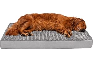 Furhaven Orthopedic Dog Bed for Large Dogs w/ Removable Washable Cover, For Dogs Up to 95 lbs - Ultra Plush Faux Fur & Suede Mattress - Gray, Jumbo/XL