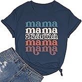 Happy Mother's Day Shirts for Women Funny Mom Graphic Shirts Casual Short Sleeve Tees Tops for The Best Mom Grandma