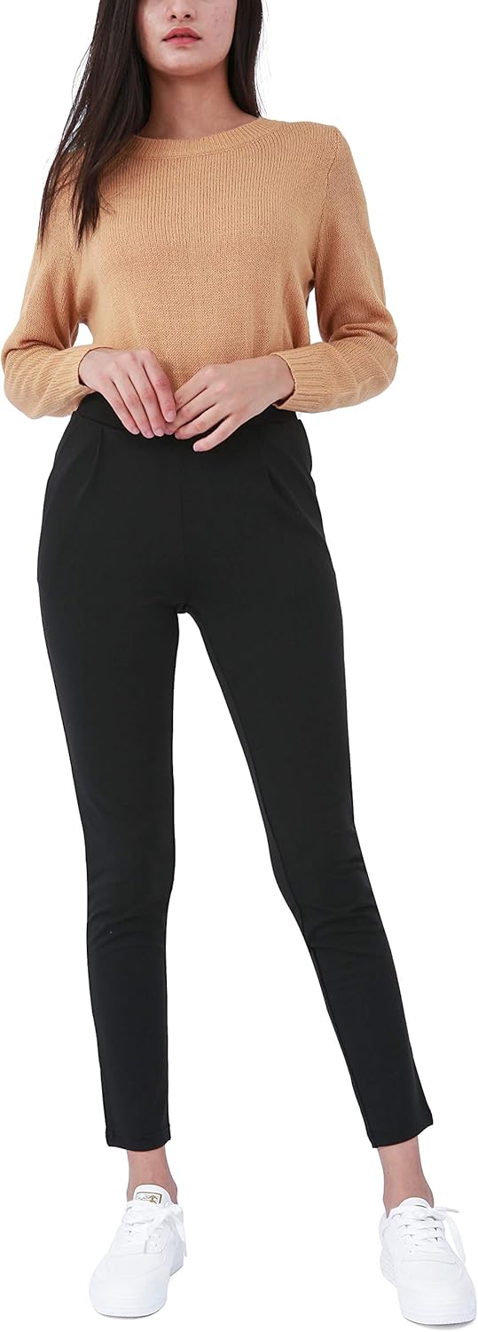 Bamans Ladies Narrow Leg Trousers Elasticated Waist Work Trousers Women
