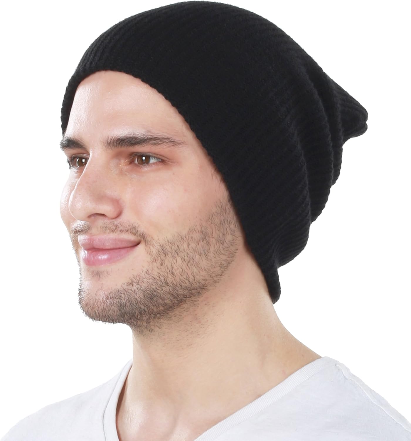 KBW-12 BLK Solid Slouchy Beanie Skull Cap Hat: Clothing