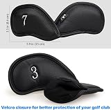 Craftsman Golf 12pcs Thick Synthetic Leather Iron Head Covers Set Black Silver view 6