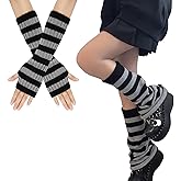 Sexybody Women Arm and Leg Warmers Set Y2K Striped Streewear Cover Kawaii Harajuku Socks Accessories for Rave Festival