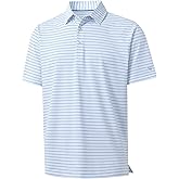 M MAELREG Boys' Polo Shirt Striped Short Sleeve Moisture Wicking Performance Stretch Active Casual Collared Kids Golf Shirt