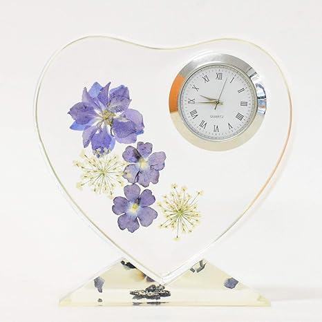 Amazon Lulu S ルルズ ハーバリウム 花時計 Flower Clock 可愛いハート型のハーバリウム時計 プリザーブドフラワー ドライフラワー サイズ 幅約10cm 高さ約11cm 厚さ約3cm ハートハーバリウム時計 Lulu S 1376 プリザーブドフラワー オンライン通販