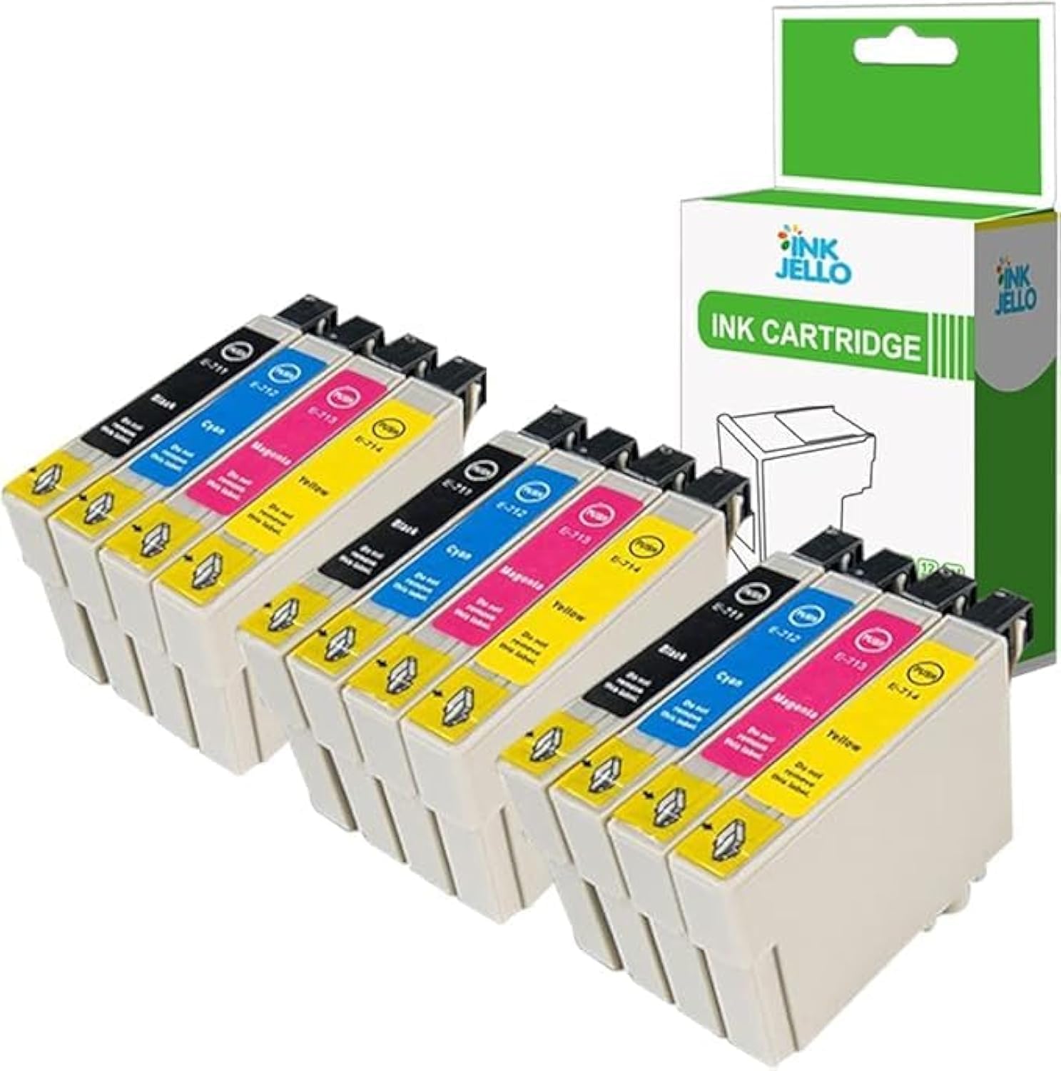 Inkjello Ink Cartridge For Printer, Compatible With Epson Stylus CX4300 D120 D5050 D78 D92 DX400 DX4000 DX4050 DX4400 DX4450 DX5000 DX5050 DX6000 DX6050 DX7000F DX7400 S20 T0715 (B/C/M/Y, 12-Pack)