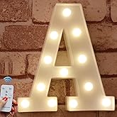 Pooqla LED Marquee Letter Lights Alphabet Light Up Signs with Timer Remote Control Dimmable for Wedding Home Party Bar Decora