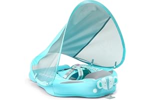 28°C Mambobaby Baby Swim Float with Canopy & Tail Infant Pool Float Non-Inflatable Toddler Swim Float with Skin-Friendly Material for 3-24 Months Baby Boys Grils Elephant Green